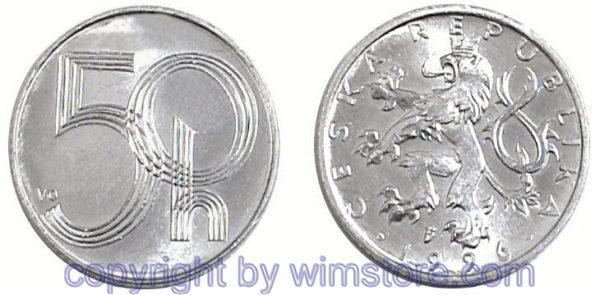 Republik Tschechien, 50 Haleru 1993 - 2001, KM 3.1, Aluminium