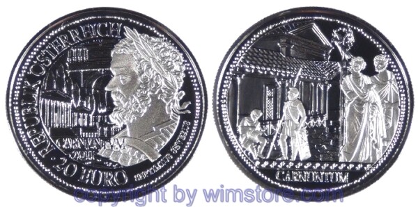 2. Republik, 20 Euro 2011, Carnuntum, KM 3199, Silber, PP, OVP