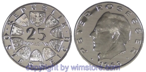 2. Republik, 25 Schilling 1969, Peter Rosegger Silber