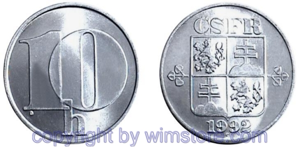 CSFR, 10 Haleru 1991 - 1992, KM 146, Aluminium