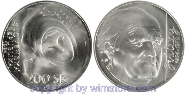 Slowakei, 200 Korun 1994, Janko Alexy, KM 22, Silber