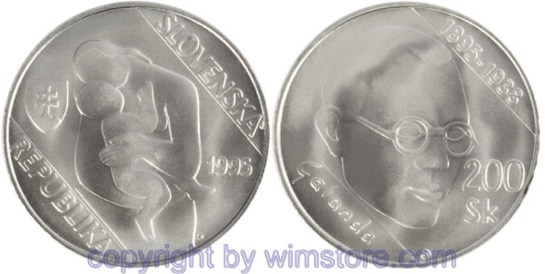 Slowakei, 200 Korun 1995, Mikulás Galánda, KM 25, Silber