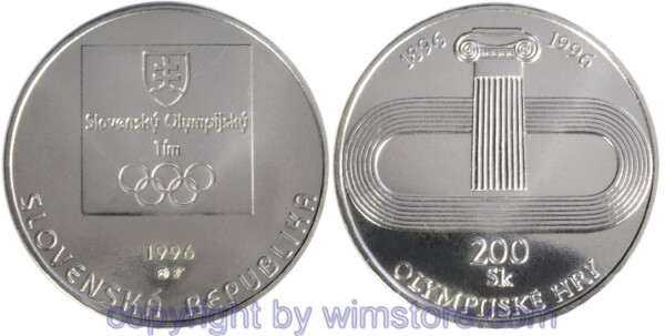 Slowakei, 200 Korun 1996, Stadion, KM 31, Silber