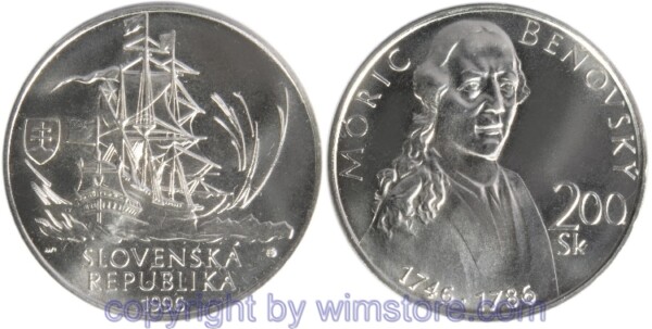 Slowakei, 200 Korun 1996, Móric Benovsky, KM 34, Silber