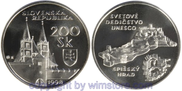 Slowakei, 200 Korun 1998, Spissky Hrad, KM 44, Silber