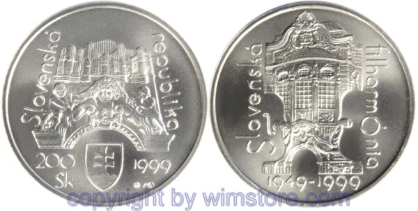 Slowakei, 200 Korun 1999, Slowakische Philharmonie, KM 49, Silber