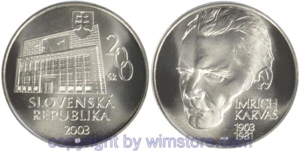Slowakei, 200 Korun 2003, Imrich Kavaš, KM 65, Silber