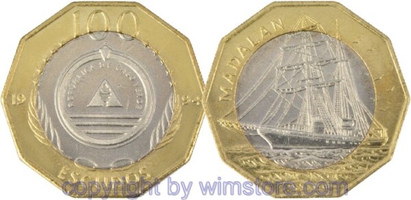 s5104 Cape Verde, 100 Escudos 1994, Madalan, KM 40, Bi-Metall