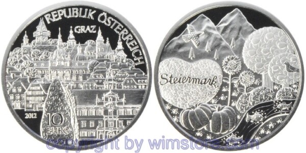 2. Republik, 10 Euro 2012, Steiermark, KM 3207a, Silber