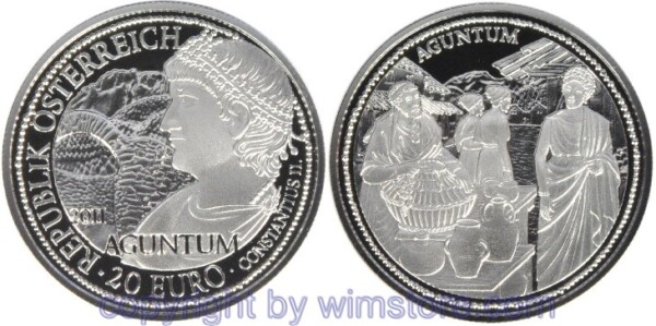 2. Republik, 20 Euro 2011, Aguntum, KM 3200, Silber