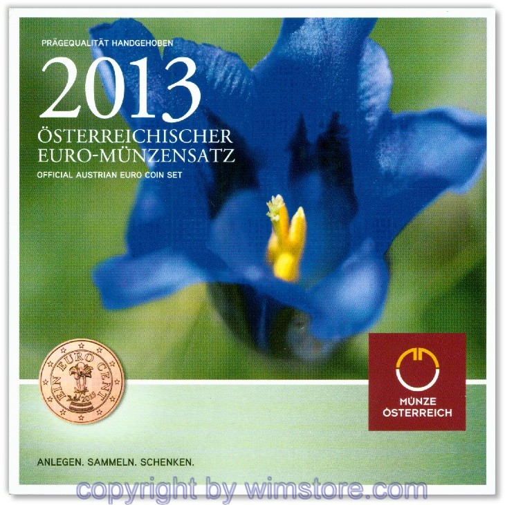 2. Republik, Kursmünzsatz 2013, (8 Werte), Enzian, KM MS23, hgh, Blister