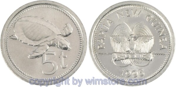 Papua Neu Guinea, 5 Toea 1975 - 1999, KM 3, Ku/Ni