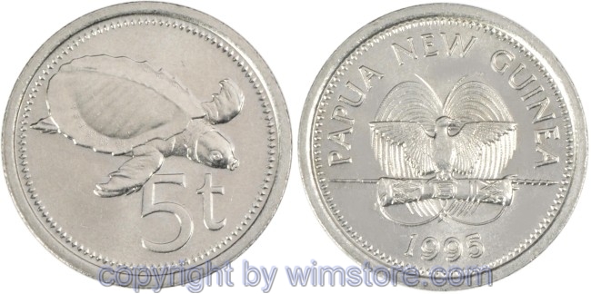 Papua Neu Guinea, 5 Toea 1975 - 1999, KM 3, Ku/Ni