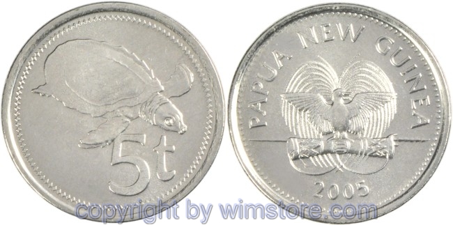 Papua Neu Guinea, 5 Toea 2002 -, KM 3a, Stahl vernickelt