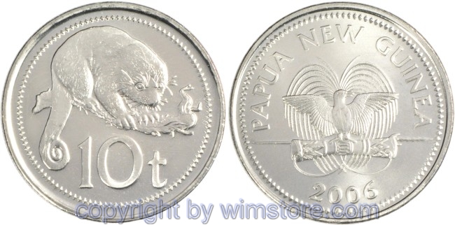 Papua Neu Guinea, 10 Toea 2002 -, KM 4a, Stahl vernickelt