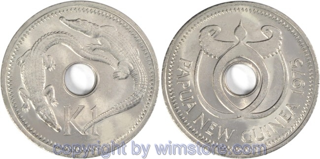 Papua Neu Guinea, 1 Kina 1975 - 1999, KM 6, Ku/Ni