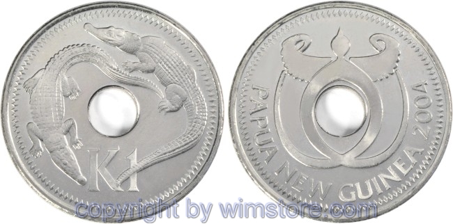 Papua Neu Guinea, 1 Kina 2002, 2004, KM 6a, Stahl vernickelt