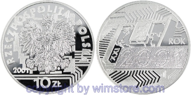 Polen, 10 Zlotych 2001, Christliche Jahrtausendwende 2. Ausgabe, Y 406, Silber, PP, mit Kapsel