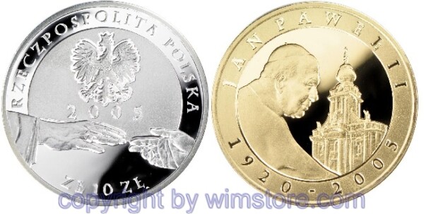 Polen, 10 Zlotych 2005, Zum Tode von Papst Johannes Paul II - Jan PaweŁ II., Y 526, Silber, PP, mit Kapsel