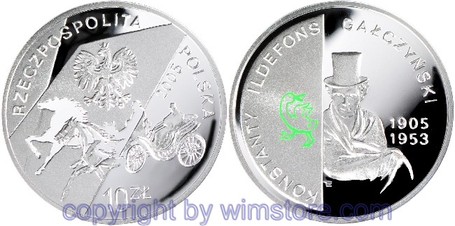 Polen, 10 Zlotych 2005, 100. Geburtstag von Konstanty Ildefons GaŁczyński, Y 537, Silber, PP, mit Kapsel
