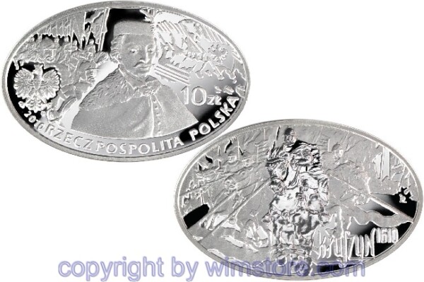 Polen, 10 Zlotych 2010, 600. Jahrestag der Schlacht bei Tannenberg (Grunwald), Y 733, Silber, PP, beschädigte Kapsel