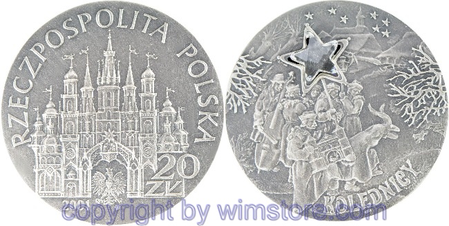 Polen, 20 Zlotych 2001, Polnische Feste im Jahreslauf - Sternsinger zu Weihnachten, Y 424, Silber, mattiert, mit Kapsel