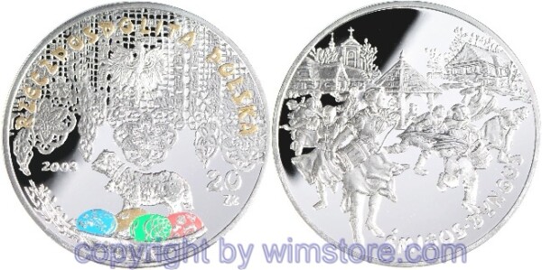 s5432 Polen, 20 Zlotych 2003, Polnische Feste im Jahreslauf - Ostern, Y 452, Silber, PP, mit Kapsel