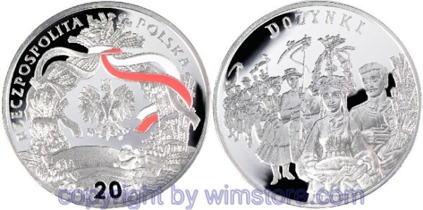 s5436 Polen, 20 Zlotych 2004, Polnische Feste im Jahreslauf - Erntedank, Y 508, Silber, PP, mit Kapsel