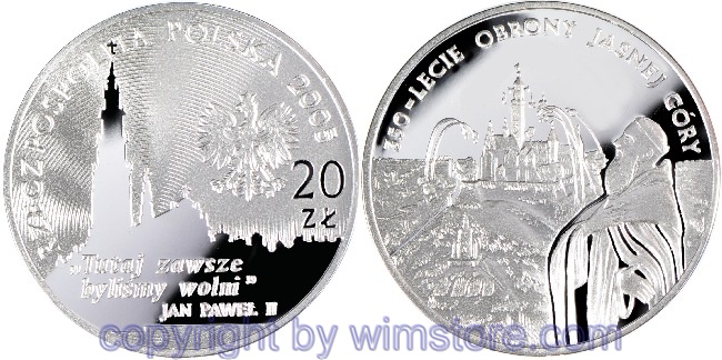 Polen, 20 Zlotych 2005, Jasna Góra, Y 597, Silber, PP, mit Kapsel