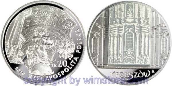 Polen, 20 Zlotych 2010, Barocke Wahlfahrtsbasilika Krzeszów (Grüssau), Y xxx, Silber, PP, mit Kapsel