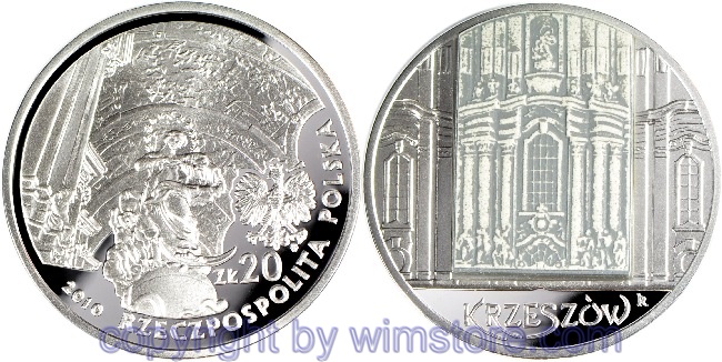 Polen, 20 Zlotych 2010, Barocke Wahlfahrtsbasilika Krzeszów (Grüssau), Y xxx, Silber, PP, mit Kapsel