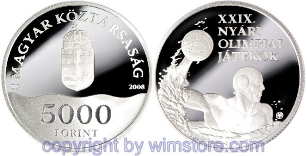 Ungarn, 5000 Forint 2008, XXIX. Sommer Olympiade 2008 in Peking - Wasserball, KM 808, Silber