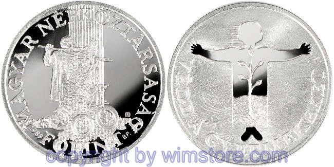 Ungarn, 500 Forint 1989, 70 Jahre Save the Children Fund - Kind mit Baum, KM 670, Silber