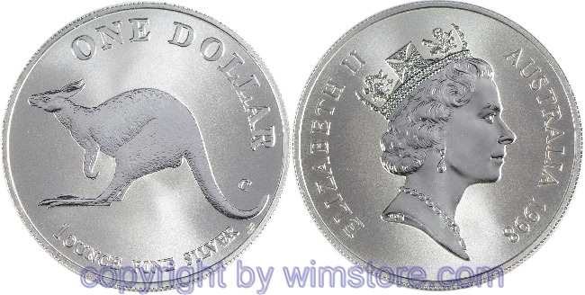 Australien, 1 Dollar 1998, Rotes Riesenkänguruh nach links, KM 365, Silber, BU, mit Kapsel