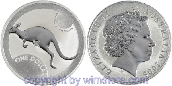 Australien, 1 Dollar 2006, Känguruh mit Baby nach links unter Sonne, KM 837, Silber, BU, mit Kapsel