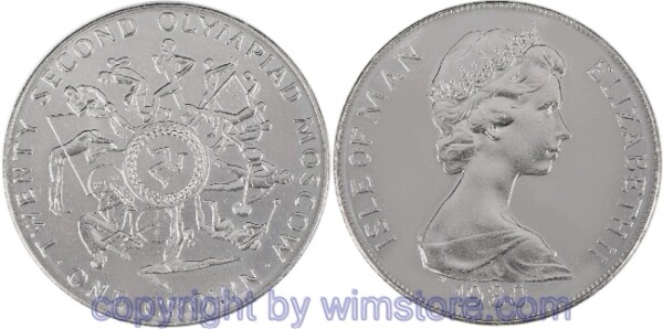 s5701 Insel Man, 1 Crown 1980, Sommer Olympiade 1980 in Moskau - verschiedene Sommersportarten, KM 65, Ku/Ni, st