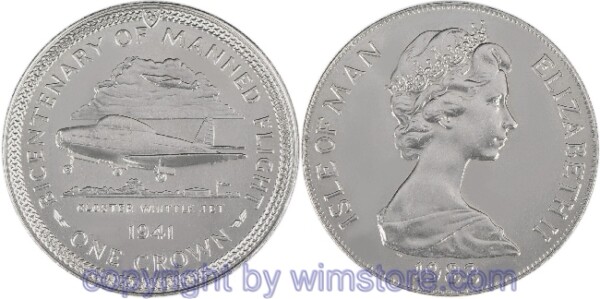 Insel Man, 1 Crown 1983, 200 Jahre Luftfahrt - Gloster Whittle Jet 1941, KM 105, Ku/Ni, st