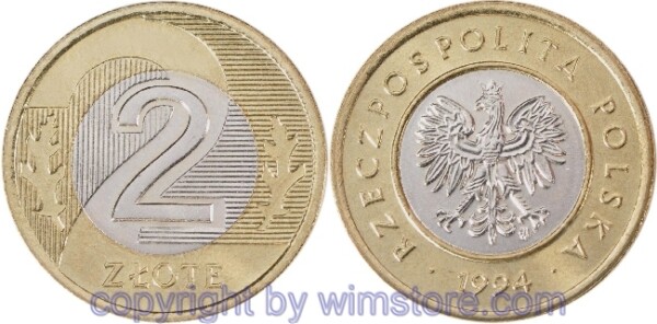 Polen, 2 Zlote 1994 - 1995, Y 283, Bi-Metall