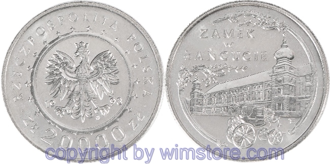 Polen, 20000 Zlotych 1993, Sehenswürdigkeiten in Polen - Schloß Landshut in Galizien, Y 244, Ku/Ni