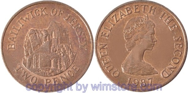 Jersey, 2 Pence 1983 - 1993, KM 55, Bronze
