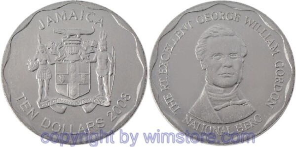 Jamaika, 10 Dollars 2008, 2009, KM 190, Stahl vernickelt