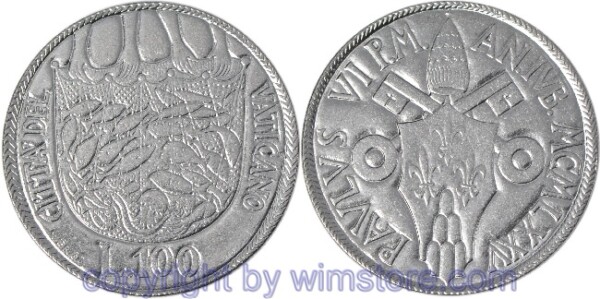Vatikan, 100 Lire 1975, Fischfang, KM 130, Stahl
