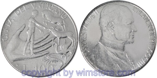 Vatikan, 100 Lire 1988, Päpstliches Rundschreiben - Sollicitudo rei socialis, KM 209, Stahl