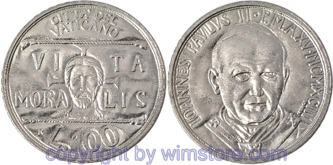 Vatikan, 100 Lire 1993, Katechismus der katholischen Kriche - Jesus Christus, KM 247, Stahl