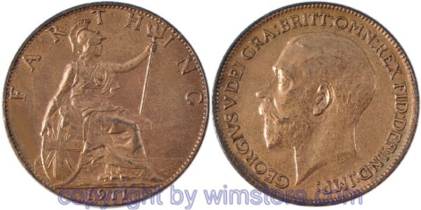 Großbritannien, Farthing 1911 - 1925, KM 808, Bronze