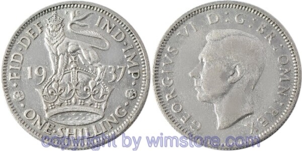 Großbritannien, 1 Shilling 1937 - 1946 english, KM 853, Silber