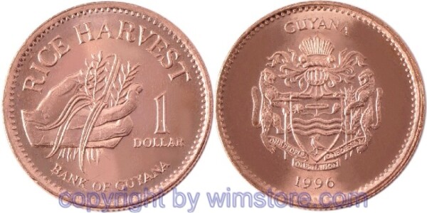 Guyana, 1 Dollar 1996 - 2011, KM 50, Stahl verkupfert