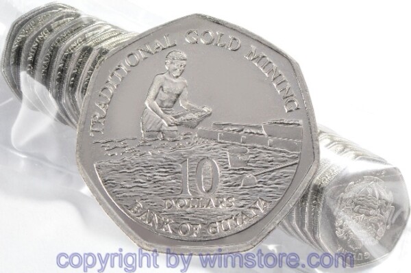 Guyana Lot: 25 Stück, 10 Dollars 2007, KM 52, Stahl vernickelt, vz-st, (unc aber Transportspuren)