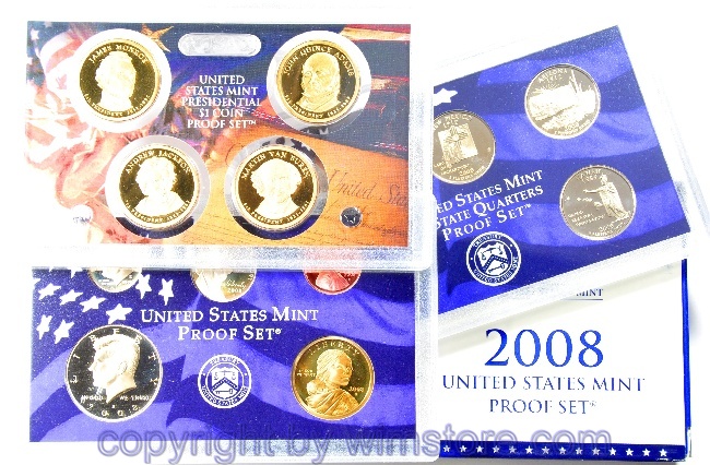 USA, Münzsatz 2008, inclusive 50 State Quarter Satz und Präsidentensatz, div. Metalle, PP