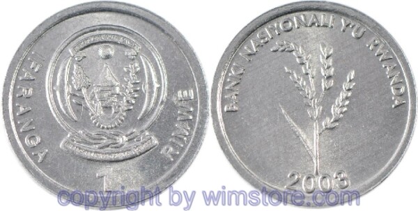 Rwanda, 1 Franc 2003, KM 22, Aluminium